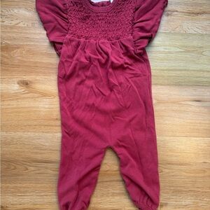 Girls' Burgundy Smocked Romper - Kate Quinn